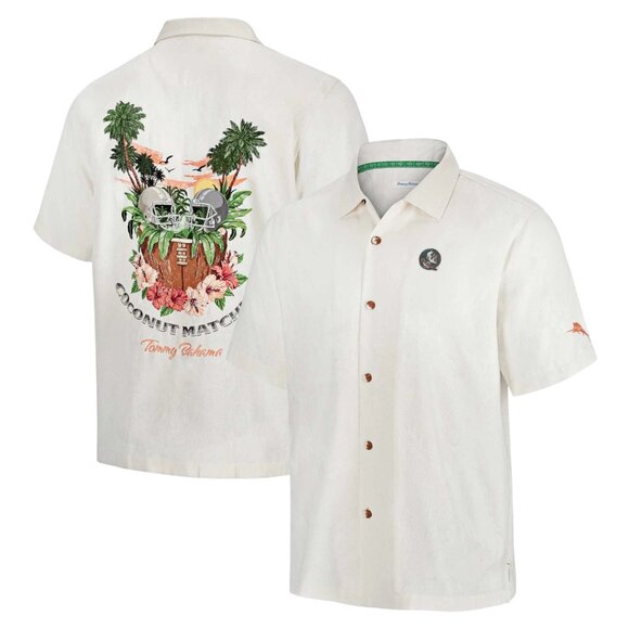 Tommy Bahama Florida State Seminoles Coconut Matchup Camp Shirt Silk - Picture 1 of 3